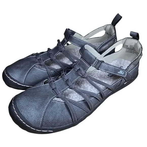 NWOT JBU Womens Juliet SlipOn Casual Memory Foam Gray Shoes Sandals Strappy Sz 8 - Picture 1 of 9
